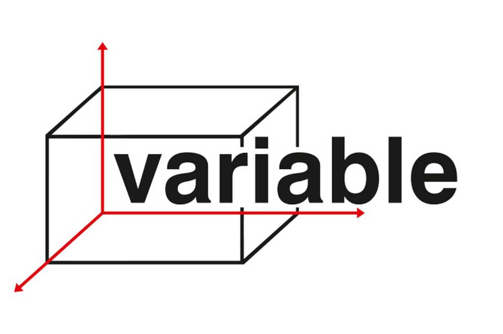 Schriftzug "variable" in Rechteck mit drei Richtungspfeilen